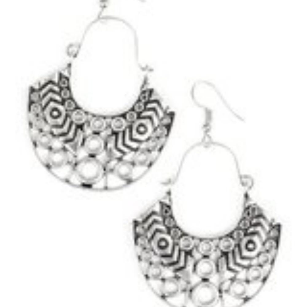 Silver Drop Earrings with Filigree Design